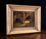 'The Dog & Hog' 19th Century Oil On Canvas. Naive School. - Harrington Antiques