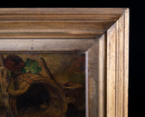 'The Dog & Hog' 19th Century Oil On Canvas. Naive School. - Harrington Antiques