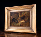 'The Dog & Hog' 19th Century Oil On Canvas. Naive School. - Harrington Antiques