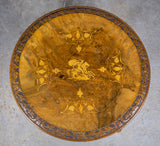 Burr Walnut Marquetry 'George & Dragon' Wine Table, c.1870. - Harrington Antiques