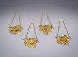 Four Silver Gilt Vine Leaf Decanter Labels by SMD, London, 1968. - Harrington Antiques