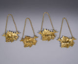 Four Silver Gilt Vine Leaf Decanter Labels by SMD, London, 1968. - Harrington Antiques