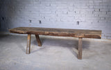 Large Early 19th Century Single Slab Oak Pig Bench. - Harrington Antiques