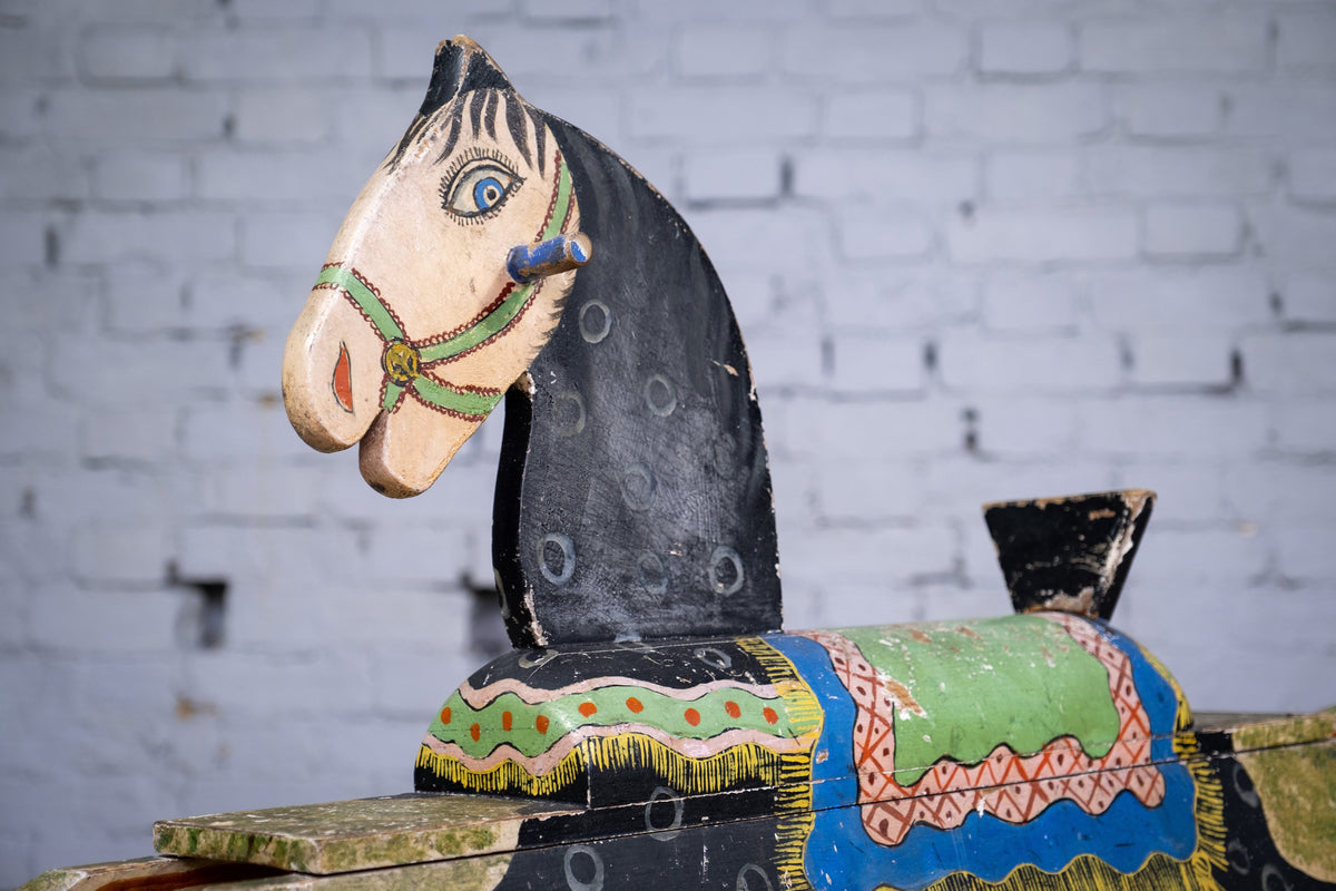 Late 19th Century Folk Art Painted Wooden Rocking Horse Harrington Antiques