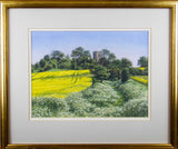 'Ousden Church, Nr Bury St Edmunds', Suffolk Watercolour by Michael Petttersson. - Harrington Antiques