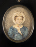 'Rachel' & 'Robt Boulton' by J. Bradley of Suffolk, 1828 - Pair of Georgian Portrait Miniatures. - Harrington Antiques