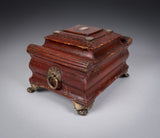 Regency Red Leather & Brass Workbox With Secret Compartment. - Harrington Antiques