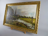'Salisbury Cathedral - In The Style of John Constable' by G. Knight. Large Oil Painting. - Harrington Antiques