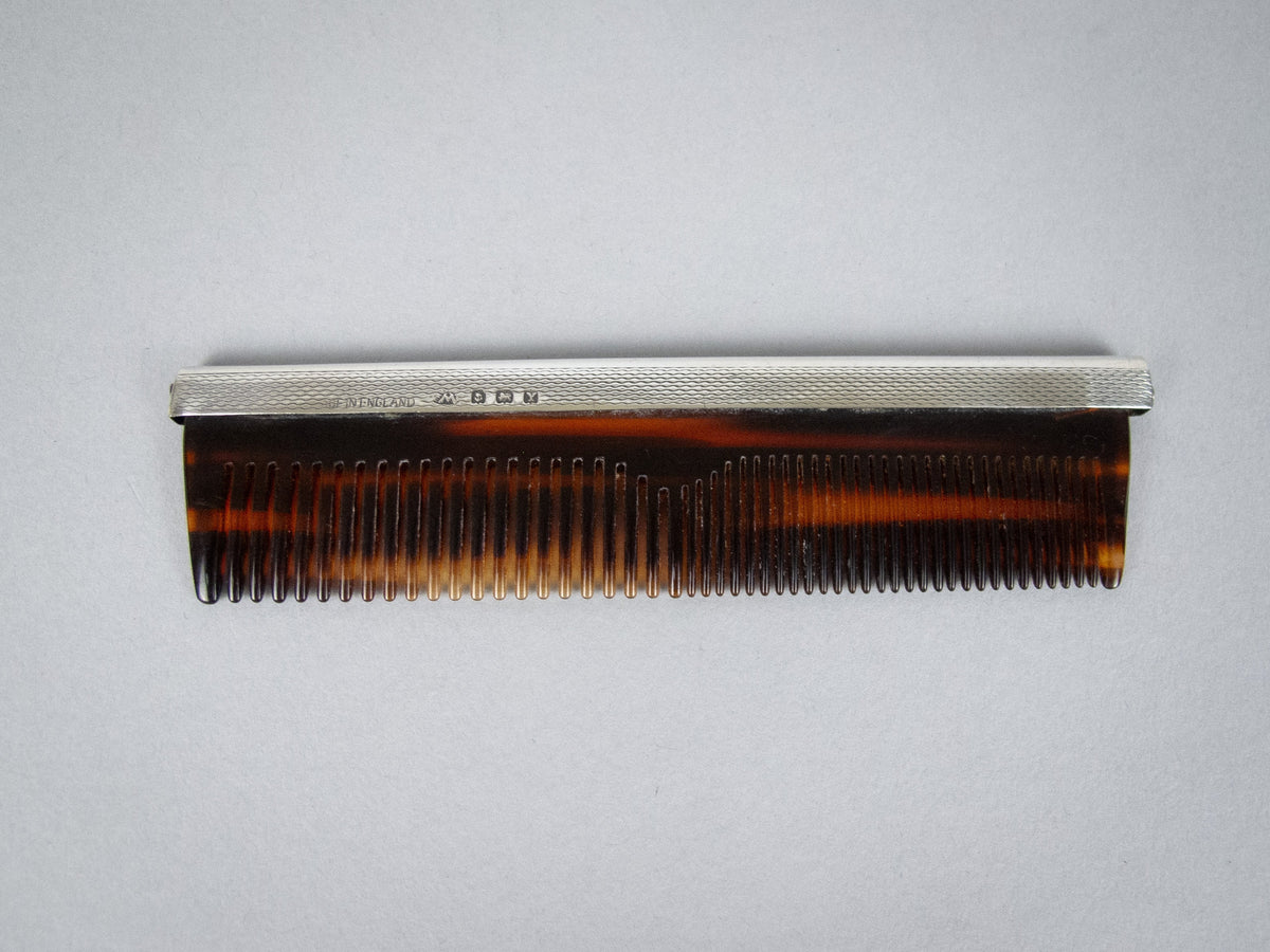 Sterling Silver Hair Comb faux tortoiseshell - decorative Sterling spine Dresser Set Sterling Silver Combs — Harriete Estel Berman main image 4