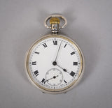Sterling Silver Swiss 15 Jewel Pocket Watch, Dennison Case, 1927. - Harrington Antiques