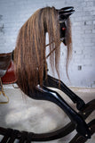 Unusual Vintage Glossy Black Wooden Rocking Horse On Bow Rocker. - Harrington Antiques