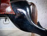 Unusual Vintage Glossy Black Wooden Rocking Horse On Bow Rocker. - Harrington Antiques