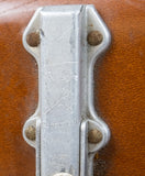 Vintage 1960s Revelation Tan Leather Suitcase With Travel Labels. - Harrington Antiques