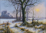 'Winter Sunset' by Kevin Curtis - River Deben / Suffolk Interest. Gouache. - Harrington Antiques