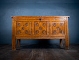 18th Century Oak Coffer With Carved Rosettes - Harrington Antiques