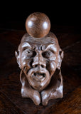 19th Century Carved Oak Balancing Ball Newel Post Finial - Harrington Antiques
