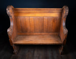 19th Century Golden Oak Foliate Church Pew / Settle - Harrington Antiques