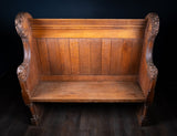 19th Century Golden Oak Foliate Church Pew / Settle - Harrington Antiques