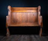 19th Century Golden Oak Foliate Church Pew / Settle - Harrington Antiques