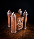 19th Century Irish Carved Oak Castle Jewellery Box - Harrington Antiques