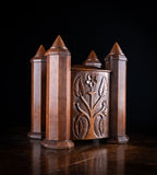19th Century Irish Carved Oak Castle Jewellery Box - Harrington Antiques