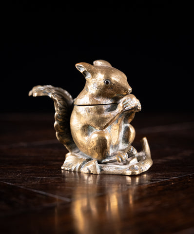 19th Century Squirrel Brass Inkwell, c.1880 - Harrington Antiques