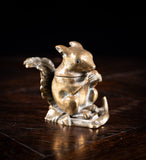 19th Century Squirrel Brass Inkwell, c.1880 - Harrington Antiques