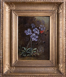 19th Century Still Life Of Butterfly & Flowers. Oil On Canvas. - Harrington Antiques