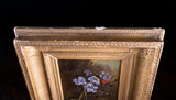19th Century Still Life Of Butterfly & Flowers. Oil On Canvas.