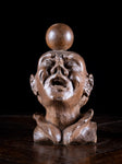 19th Century Carved Oak Balancing Ball Newel Post Finial