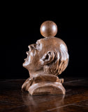 19th Century Carved Oak Balancing Ball Newel Post Finial