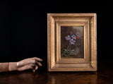 19th Century Still Life Of Butterfly & Flowers. Oil On Canvas.