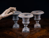 Three Miniature Cast Iron Urns