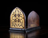 Gothic Revival Walnut & Brass Extending Book Slide, c.1860