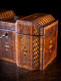 George III Mahogany & Parquetry Domed Tea Caddy