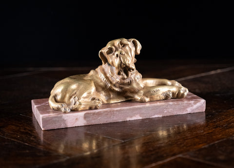 19th Century Gilt Bronze Mastiff Dog