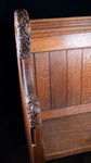 19th Century Golden Oak Foliate Church Pew / Settle
