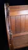 19th Century Golden Oak Foliate Church Pew / Settle