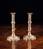 Pair of George II Scalloped Brass Candlesticks, c.1740