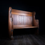 19th Century Golden Oak Foliate Church Pew / Settle