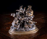 Louis Emile Cana (145 - c.1895) - Bird, Nest and Fledgings. Bronze.