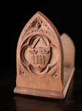 Oxford University Arms Carved Oak Book Slide