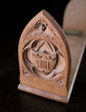 Oxford University Arms Carved Oak Book Slide
