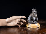 Grand Tour Bronze Of A Lion And Orb On Marble Base