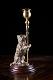 Pair Of Standing Terrier Dog Brass Candlesticks, c.1910