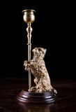 Pair Of Standing Terrier Dog Brass Candlesticks, c.1910