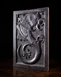 Carved Crouching Dragon Oak Panel, c.1880