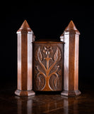 19th Century Irish Carved Oak Castle Jewellery Box