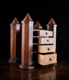 19th Century Irish Carved Oak Castle Jewellery Box