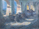 A Sunlit Coastal Colonnade - French School. Oil on Canvas. - Harrington Antiques